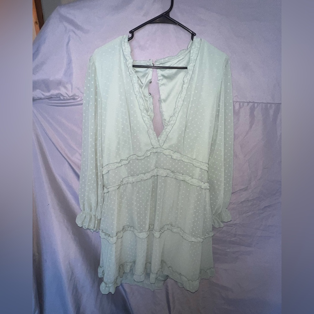 Amazon Light Green Polka Dot Dress Size XL